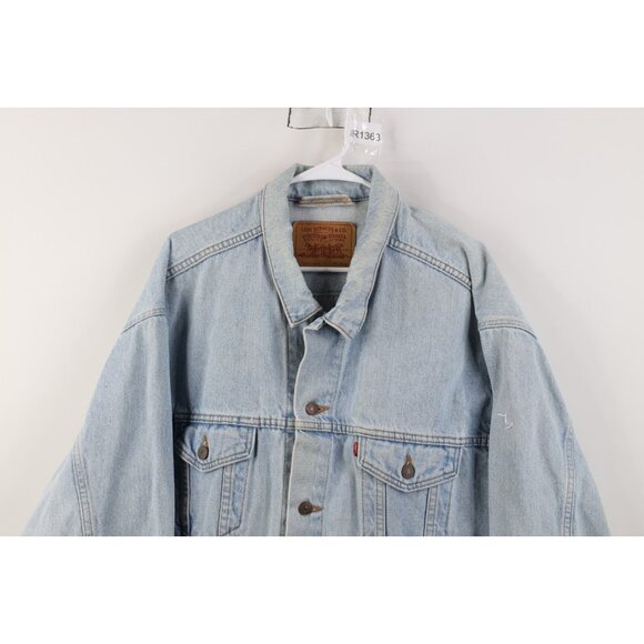 Vintage 90s Levis Mens 2XL XXL Distressed Type III Denim Trucker Jacket Blue USA - Picture 2 of 16